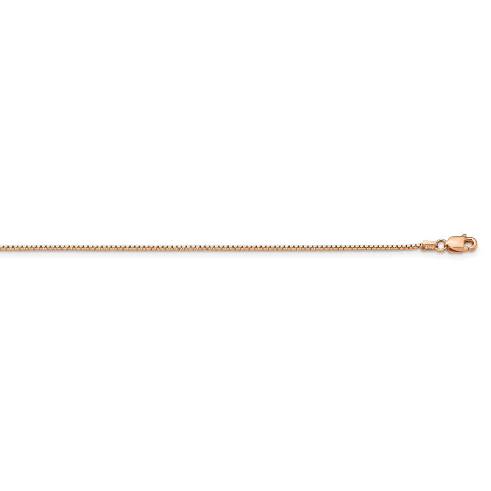 Alternate view of the 0.95mm 14k Rose Gold Solid Box Chain Necklace by The Black Bow Jewelry Co.