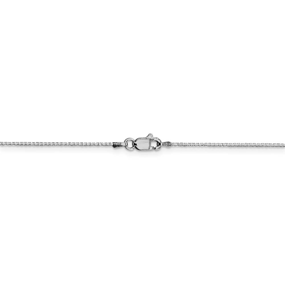 Alternate view of the 0.95mm 14k White Gold Solid Box Chain Necklace by The Black Bow Jewelry Co.