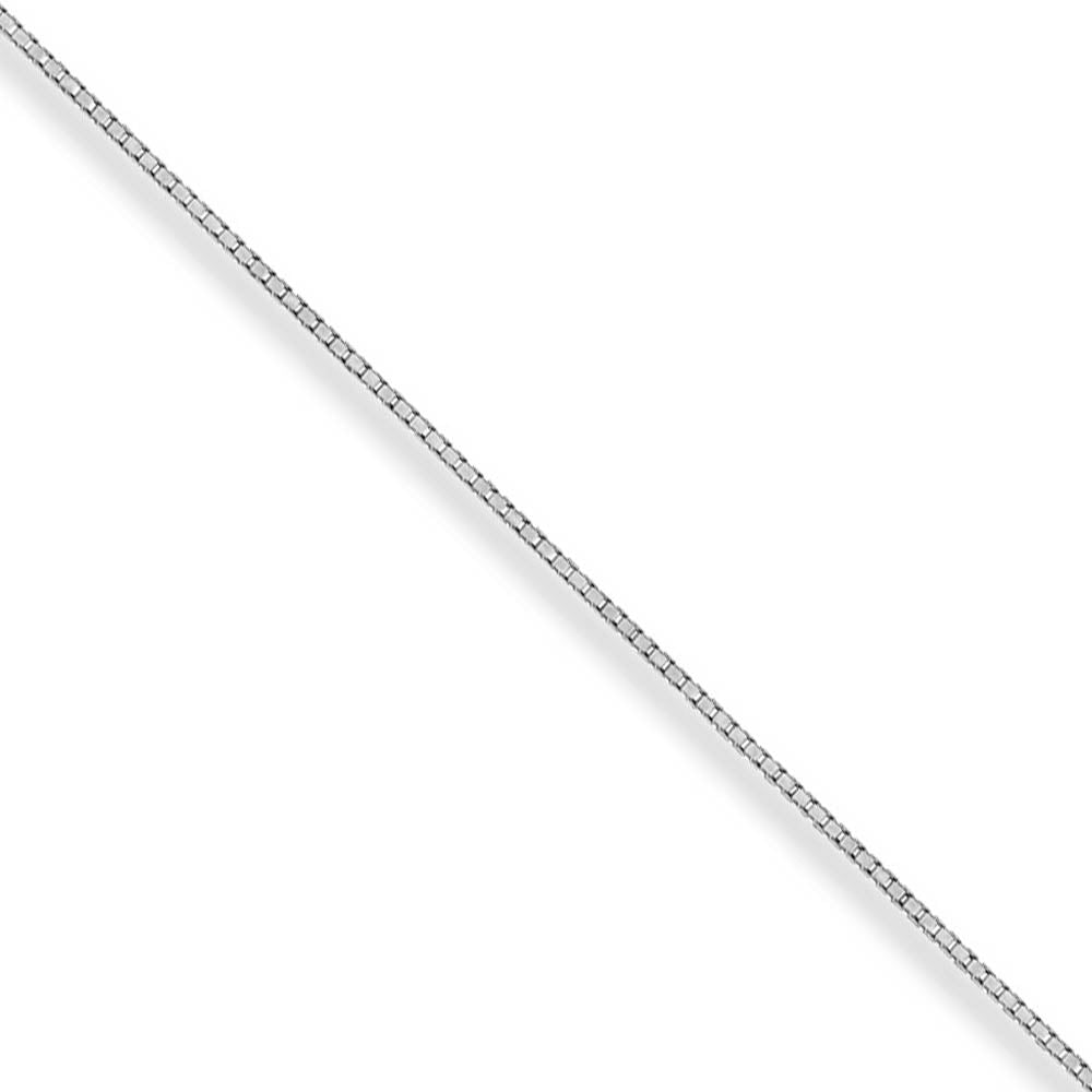 1mm 14k White Gold Solid Classic Box Chain Necklace, Item C10272 by The Black Bow Jewelry Co.