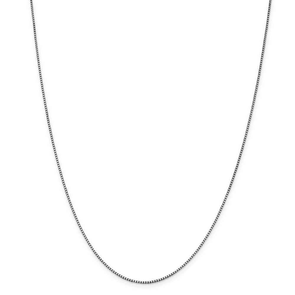 Alternate view of the 1mm 14k White Gold Solid Classic Box Chain Necklace by The Black Bow Jewelry Co.