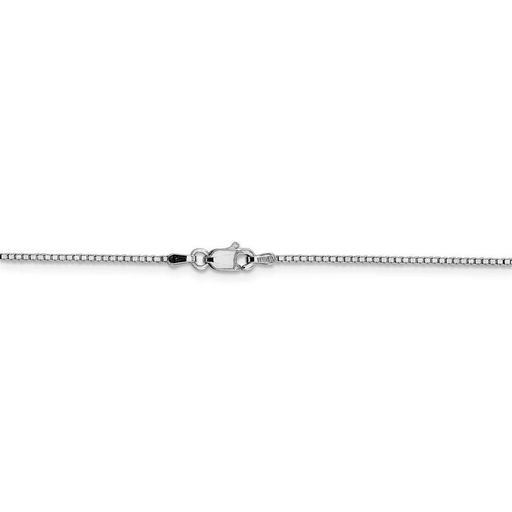 Alternate view of the 1mm 14k White Gold Solid Classic Box Chain Necklace by The Black Bow Jewelry Co.