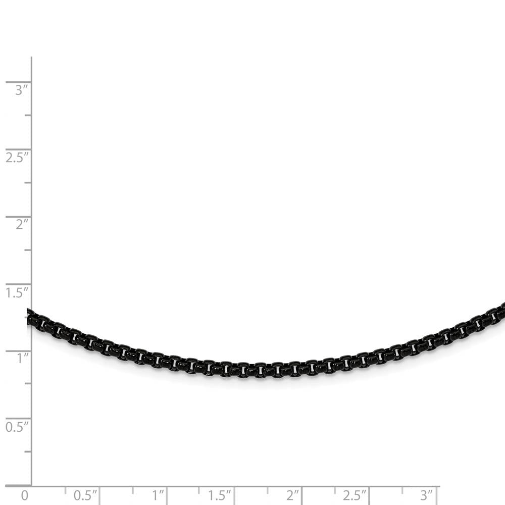 Alternate view of the 2.6mm Black Plated Stainless Steel Polished Box Chain Necklace by The Black Bow Jewelry Co.