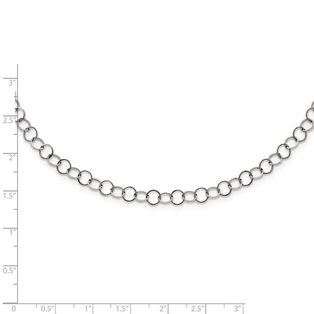 Alternate view of the Stainless Steel 5mm Polished Open Circle Cable Chain Necklace by The Black Bow Jewelry Co.