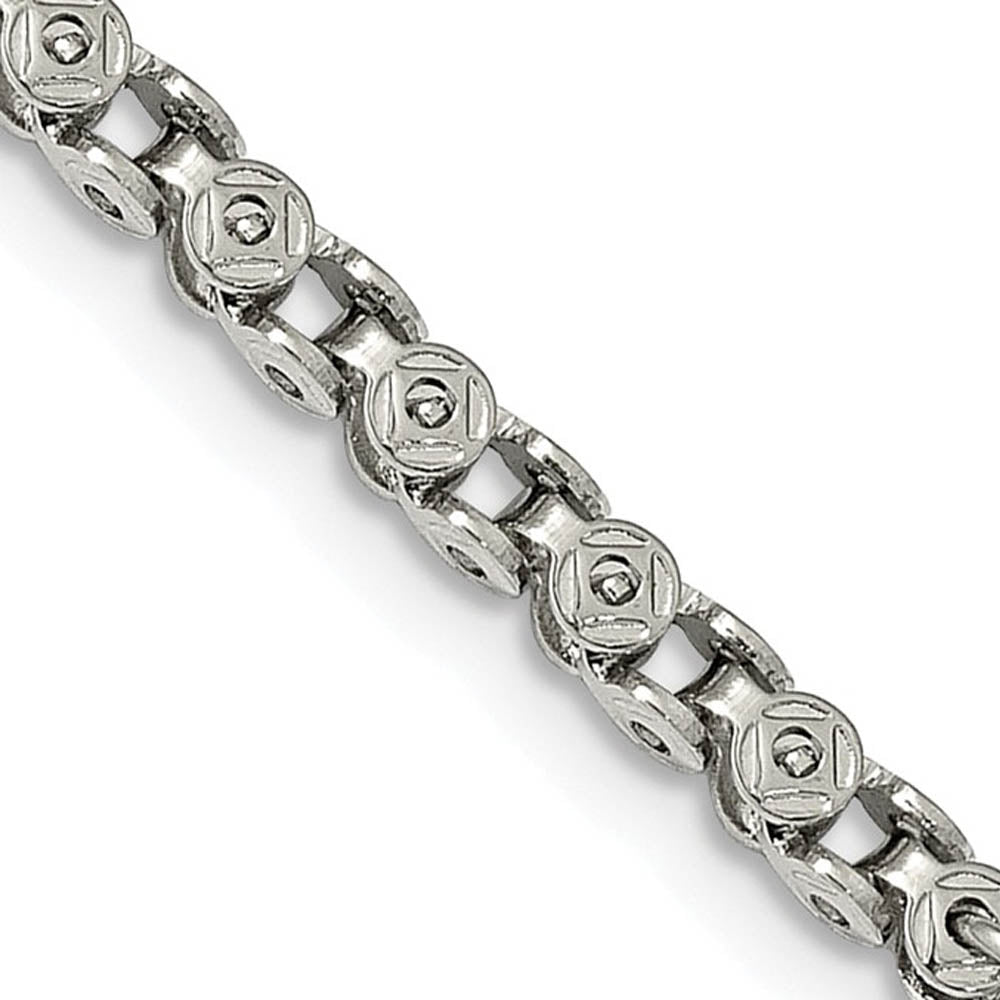 3.75mm Stainless Steel Fancy Circle Link Chain Necklace, Item C10291 by The Black Bow Jewelry Co.