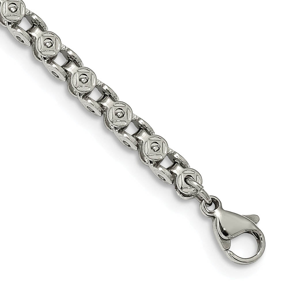 Alternate view of the 3.75mm Stainless Steel Fancy Circle Link Chain Necklace by The Black Bow Jewelry Co.