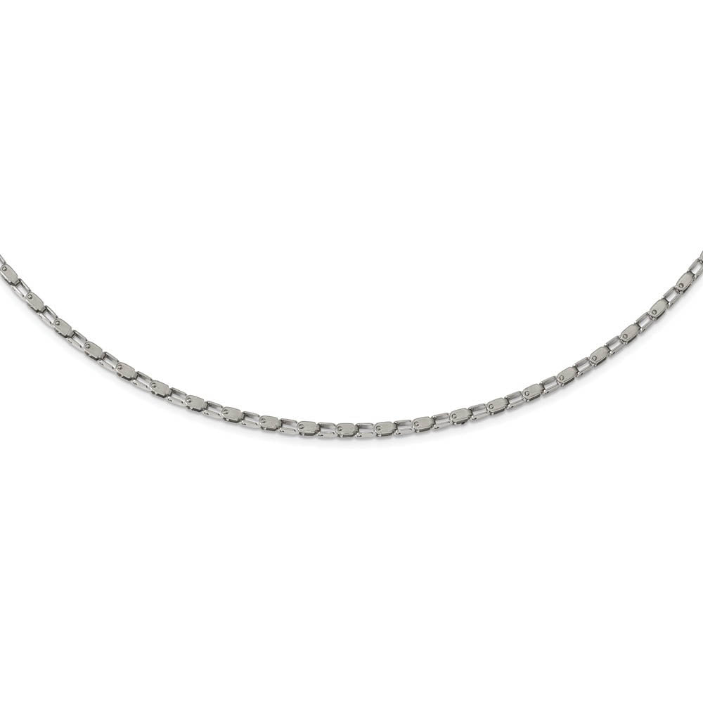 Alternate view of the 2.5mm Stainless Steel Polished Fancy Link Chain Necklace by The Black Bow Jewelry Co.