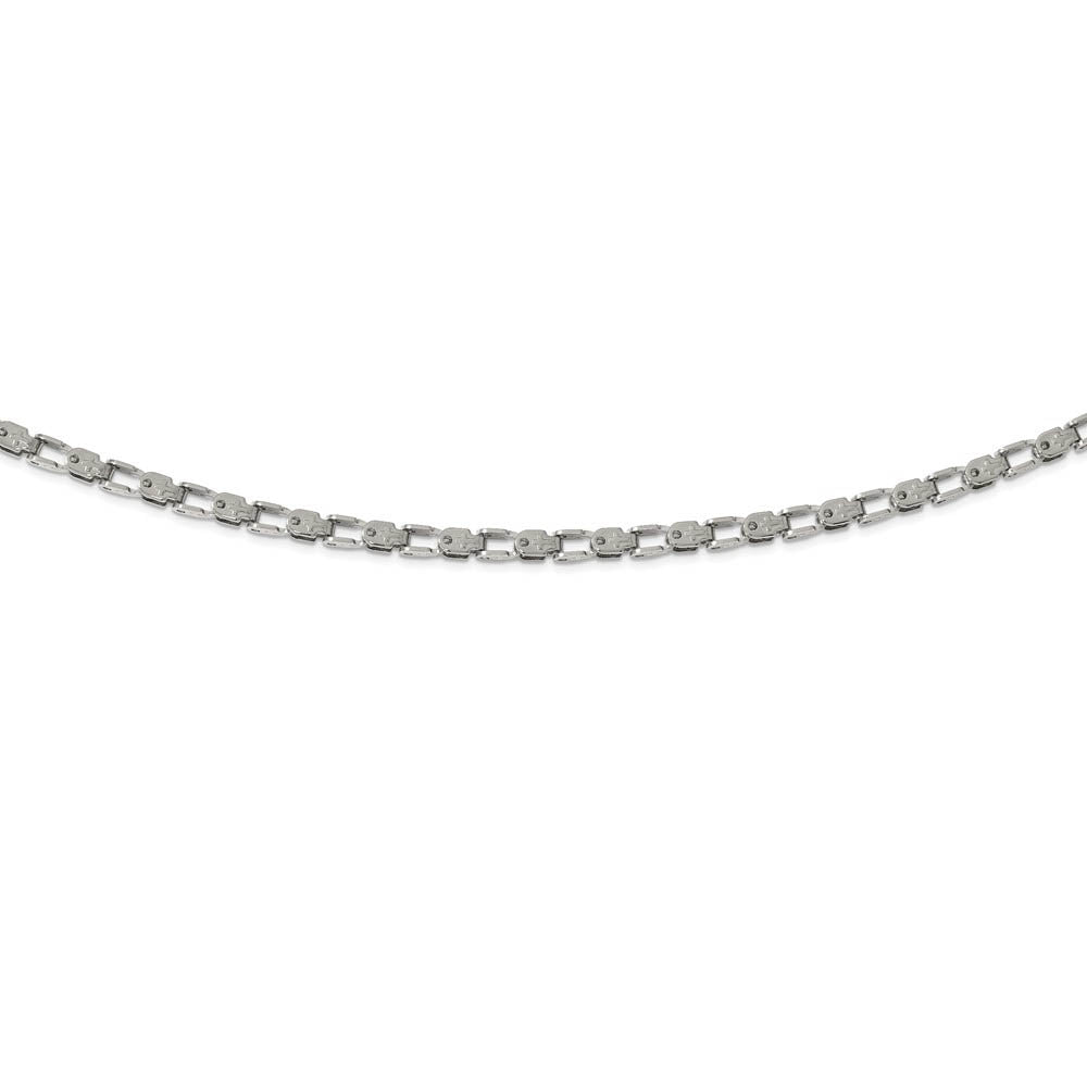 Alternate view of the 5.5mm Stainless Steel Fancy Open Cross Link Chain Necklace by The Black Bow Jewelry Co.