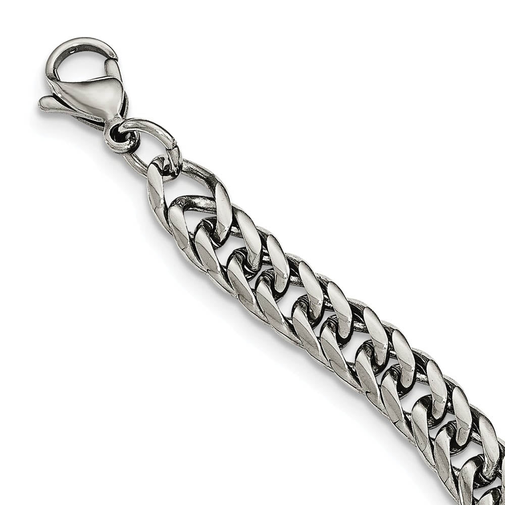 Men's 7.25mm Stainless Steel Rambo Double Curb Chain Necklace, 24 Inch, Item C10298 by The Black Bow Jewelry Co.