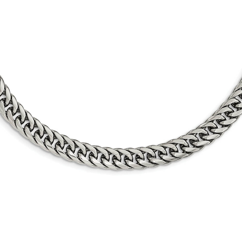 Alternate view of the Men's 7.25mm Stainless Steel Rambo Double Curb Chain Necklace, 24 Inch by The Black Bow Jewelry Co.