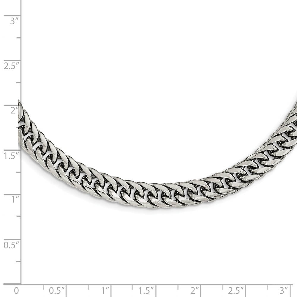 Alternate view of the Men's 7.25mm Stainless Steel Rambo Double Curb Chain Necklace, 24 Inch by The Black Bow Jewelry Co.