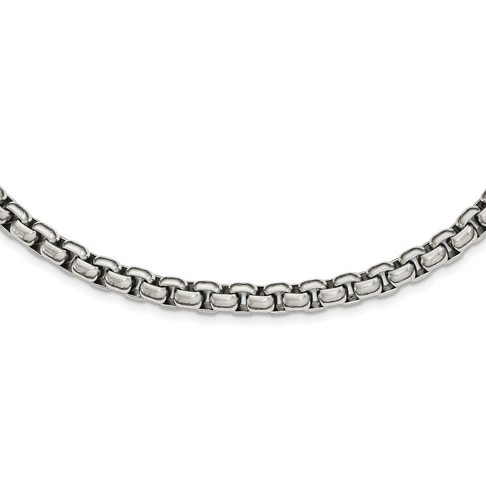 Men's 5.5mm Stainless Steel Polished Rolo Chain Necklace, 24 Inch, Item C10299 by The Black Bow Jewelry Co.