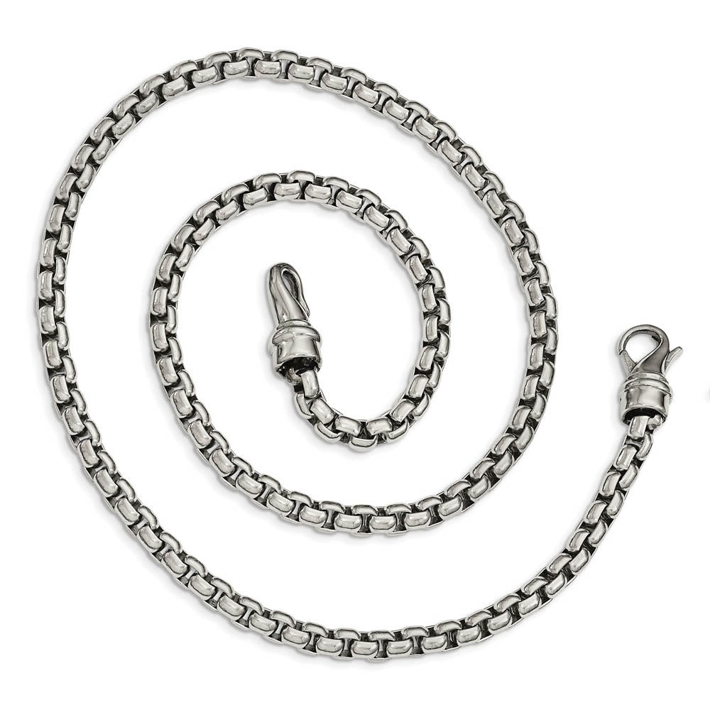 Alternate view of the Men's 5.5mm Stainless Steel Polished Rolo Chain Necklace, 24 Inch by The Black Bow Jewelry Co.