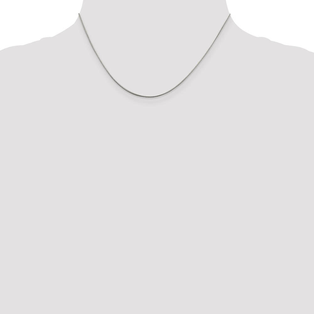 Alternate view of the 0.8mm Rhodium Plated Sterling Silver Round Snake Chain Necklace by The Black Bow Jewelry Co.