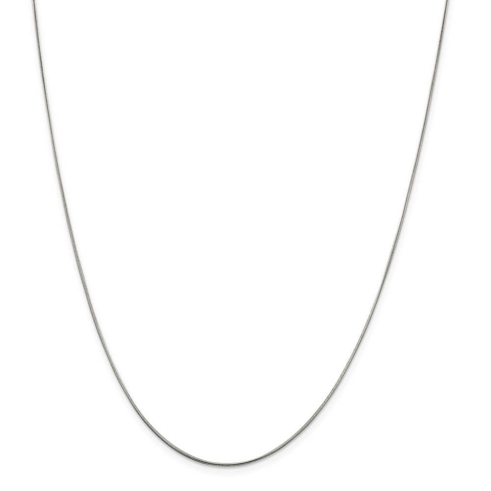 0.8mm Rhodium Plated Sterling Silver Round Snake Chain Necklace, Item C10303 by The Black Bow Jewelry Co.