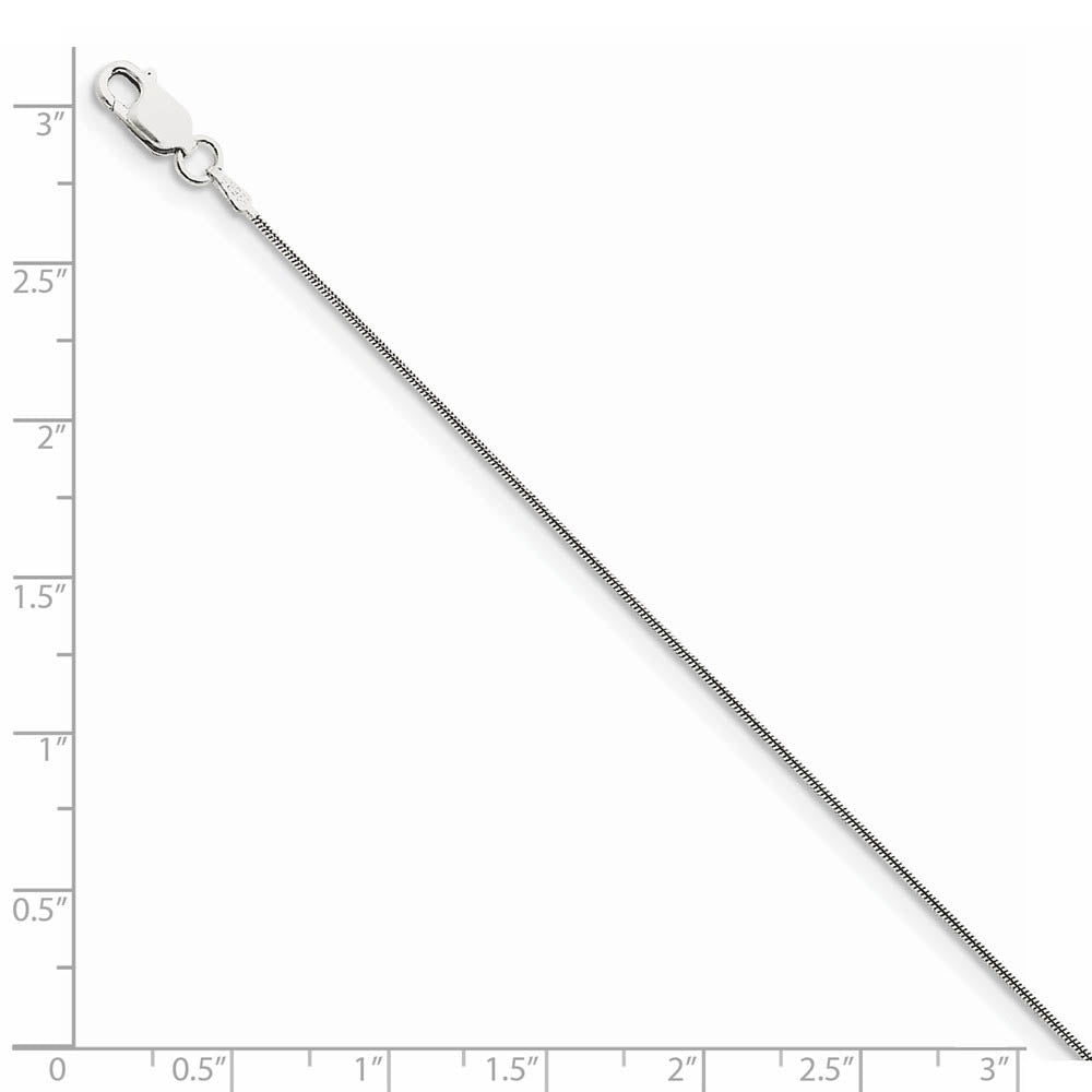 Alternate view of the 0.8mm Rhodium Plated Sterling Silver Round Snake Chain Necklace by The Black Bow Jewelry Co.