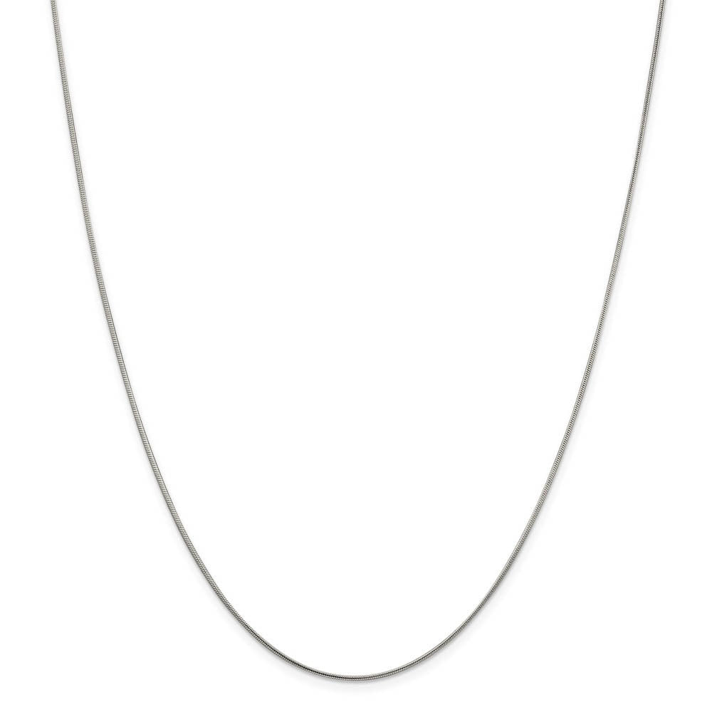 1mm Rhodium Plated Sterling Silver Round Snake Chain Necklace, Item C10304 by The Black Bow Jewelry Co.