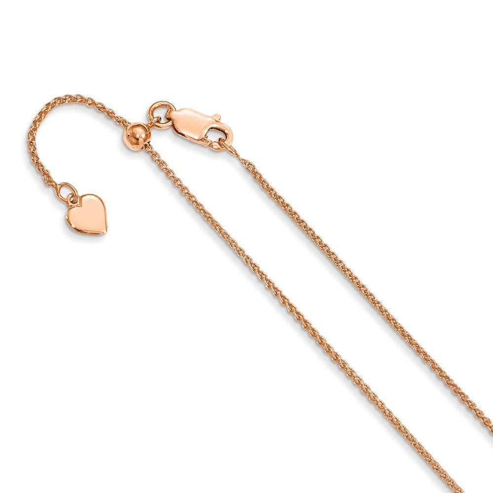 1.3mm Rose Gold Tone Plated Sterling Silver Adj. Wheat Chain Necklace, Item C10311 by The Black Bow Jewelry Co.