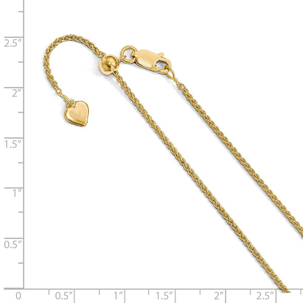 Alternate view of the 1.5mm Gold Tone Plated Sterling Silver Adjustable Wheat Chain Necklace by The Black Bow Jewelry Co.
