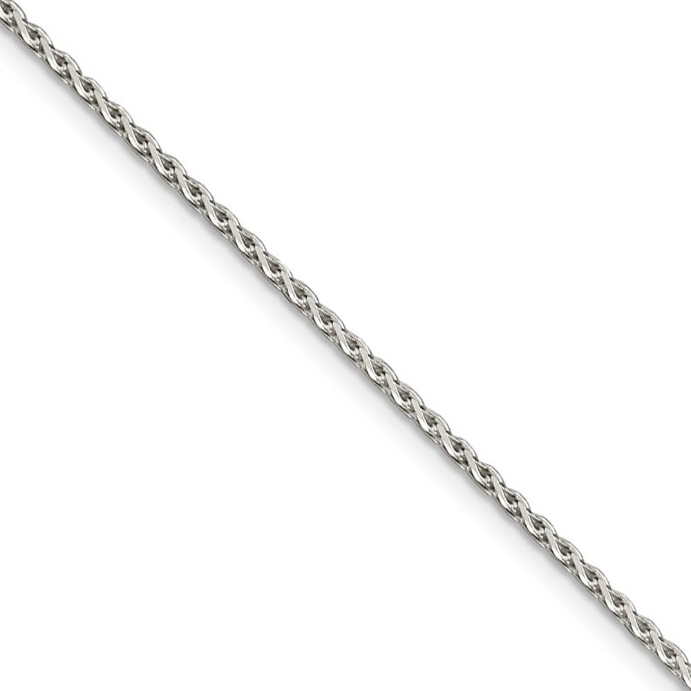 1.5mm Rhodium Plated Sterling Silver D/C Solid Spiga Chain Necklace, Item C10314 by The Black Bow Jewelry Co.