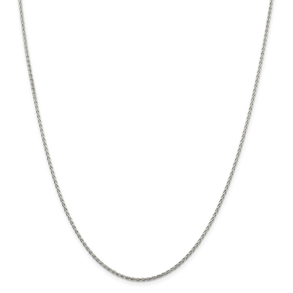 Alternate view of the 1.5mm Rhodium Plated Sterling Silver D/C Solid Spiga Chain Necklace by The Black Bow Jewelry Co.