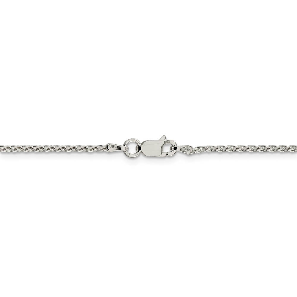Alternate view of the 1.5mm Rhodium Plated Sterling Silver D/C Solid Spiga Chain Necklace by The Black Bow Jewelry Co.