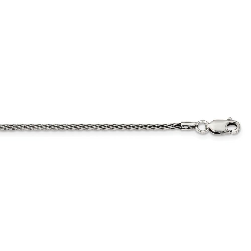 1.6mm Sterling Silver Antiqued Solid Square Spiga Chain Necklace, Item C10316 by The Black Bow Jewelry Co.