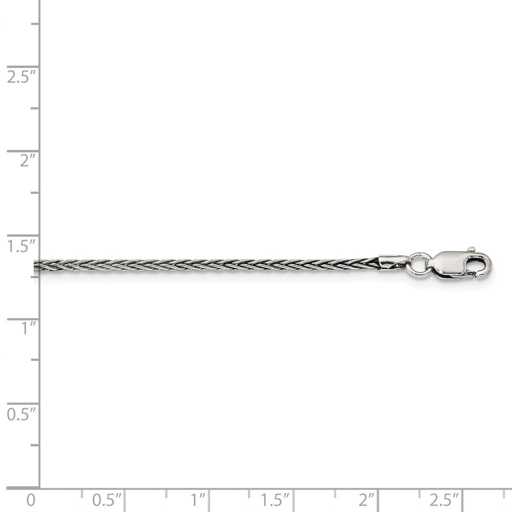 Alternate view of the 1.6mm Sterling Silver Antiqued Solid Square Spiga Chain Necklace by The Black Bow Jewelry Co.