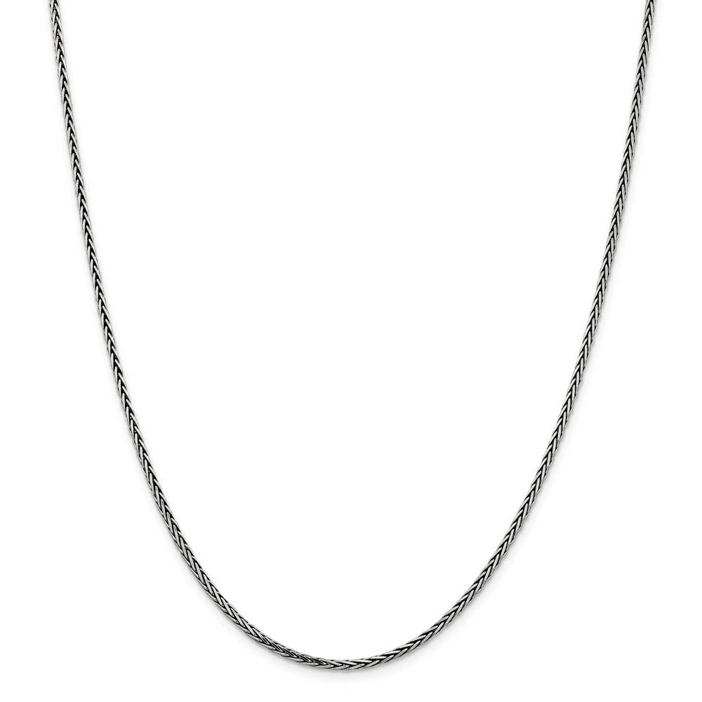 Alternate view of the 2.25mm Sterling Silver Antiqued Solid Square Spiga Chain Necklace by The Black Bow Jewelry Co.
