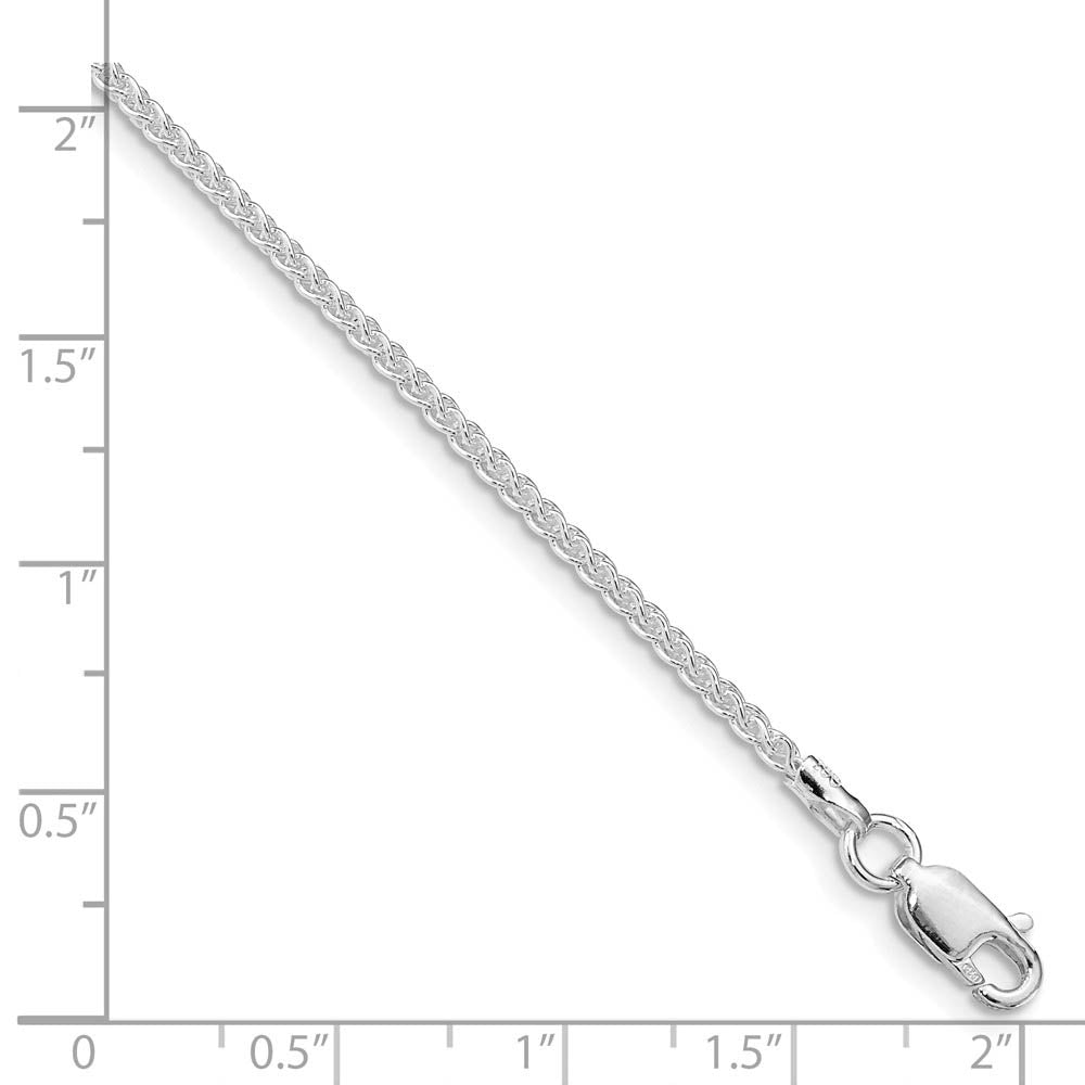 Alternate view of the 1.6mm Rhodium Plated Sterling Silver Solid Round Spiga Chain Necklace by The Black Bow Jewelry Co.