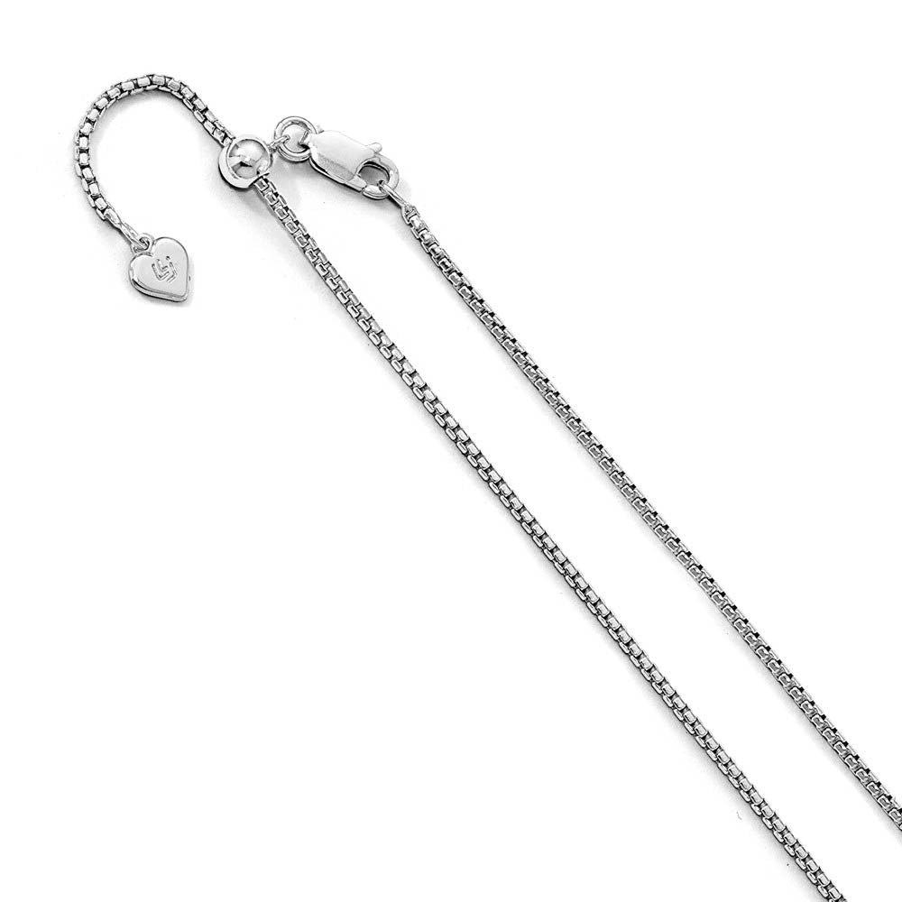 1.5mm Rhodium Plated Sterling Silver Adj. Round Box Chain Necklace, Item C10330 by The Black Bow Jewelry Co.