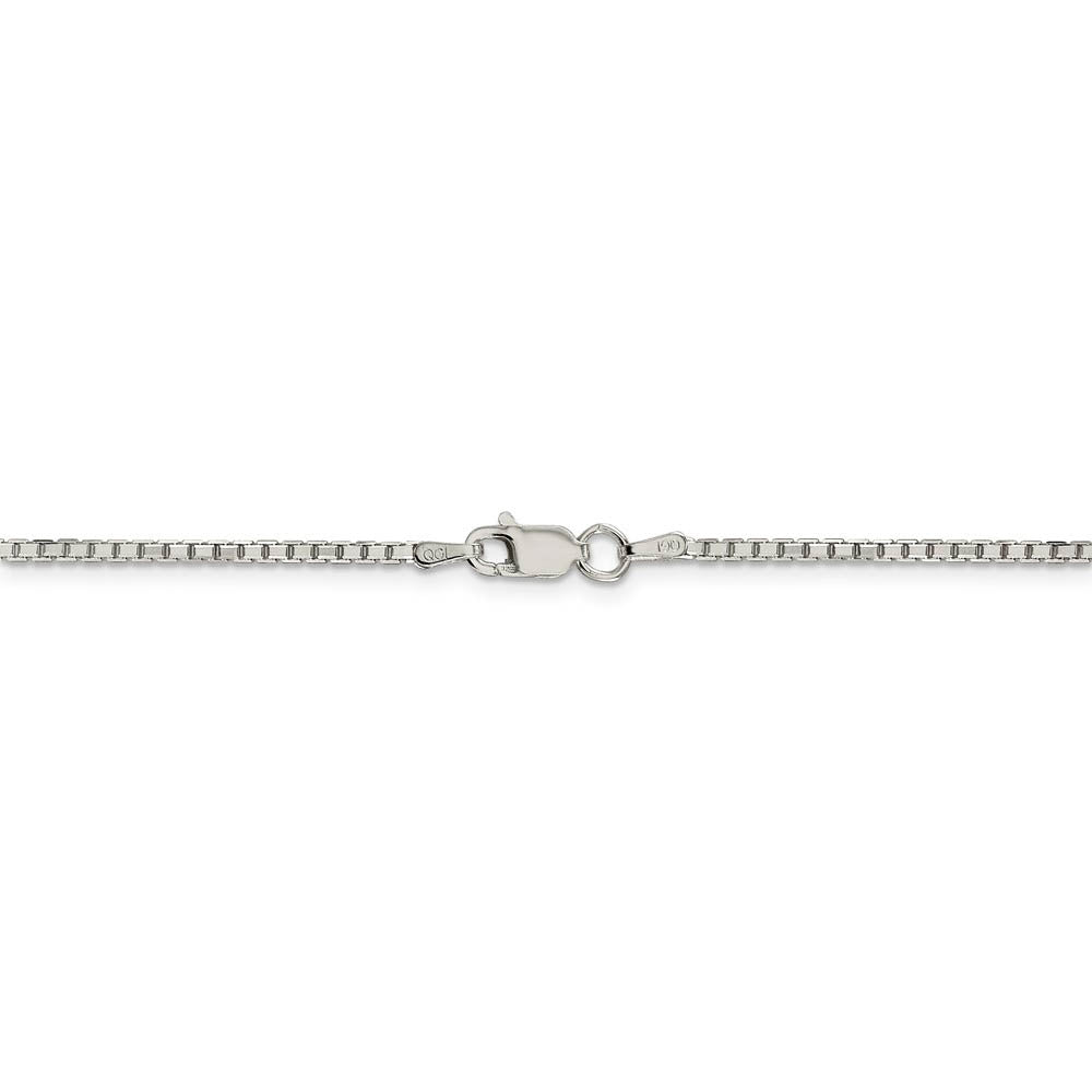 Alternate view of the 1.7mm Rhodium Plated Sterling Silver Solid D/C Box Chain Necklace by The Black Bow Jewelry Co.
