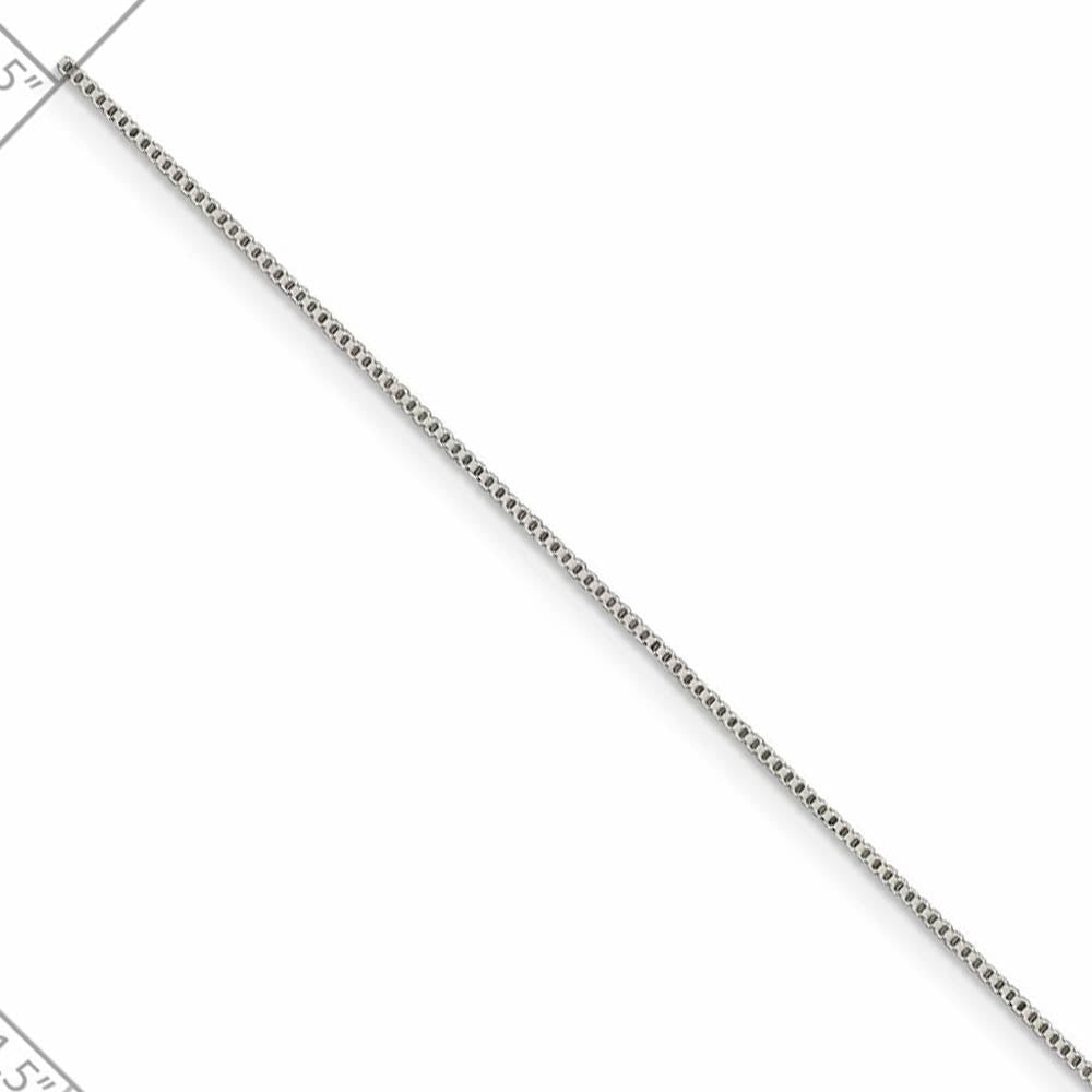 0.8mm Rhodium Plated Sterling Silver Solid Box Chain Necklace, Item C10339 by The Black Bow Jewelry Co.