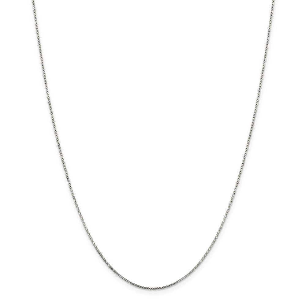 Alternate view of the 0.8mm Rhodium Plated Sterling Silver Solid Box Chain Necklace by The Black Bow Jewelry Co.