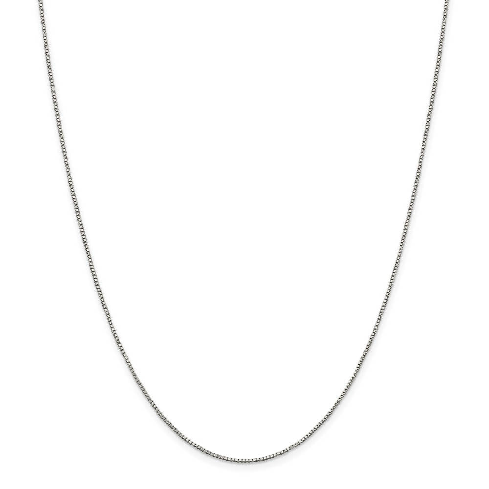 0.9mm Rhodium Plated Sterling Silver Solid Box Chain Necklace, Item C10340 by The Black Bow Jewelry Co.