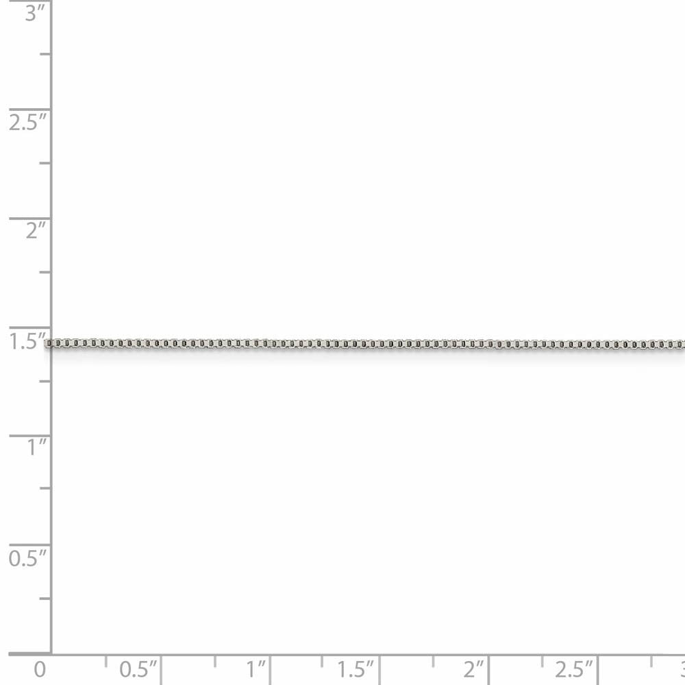 Alternate view of the 0.9mm Rhodium Plated Sterling Silver Solid Box Chain Necklace by The Black Bow Jewelry Co.