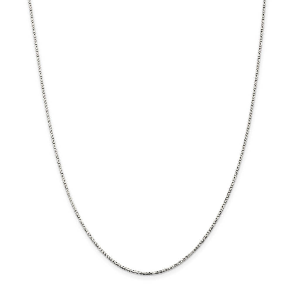 1.25mm Rhodium-Plated Sterling Silver Solid Box Chain Necklace, Item C10342 by The Black Bow Jewelry Co.
