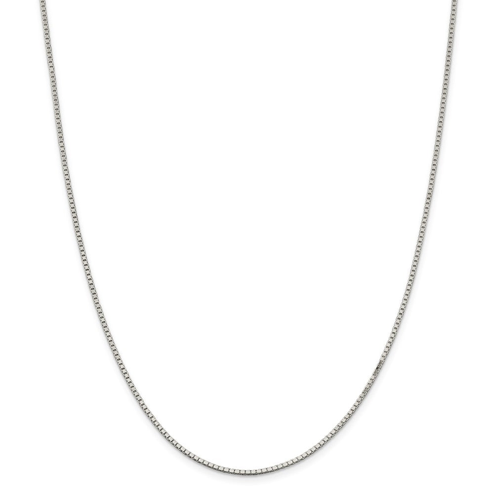 1.5mm Rhodium-Plated Sterling Silver Solid Box Chain Necklace, Item C10344 by The Black Bow Jewelry Co.
