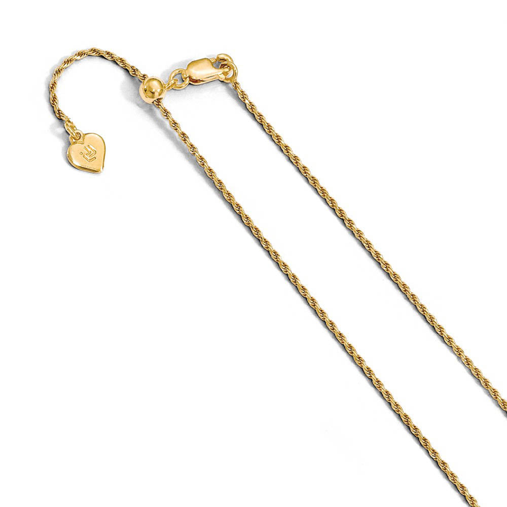 1.2mm Gold-Tone Plated Sterling Silver D/C Adj. Rope Chain Necklace, Item C10366 by The Black Bow Jewelry Co.