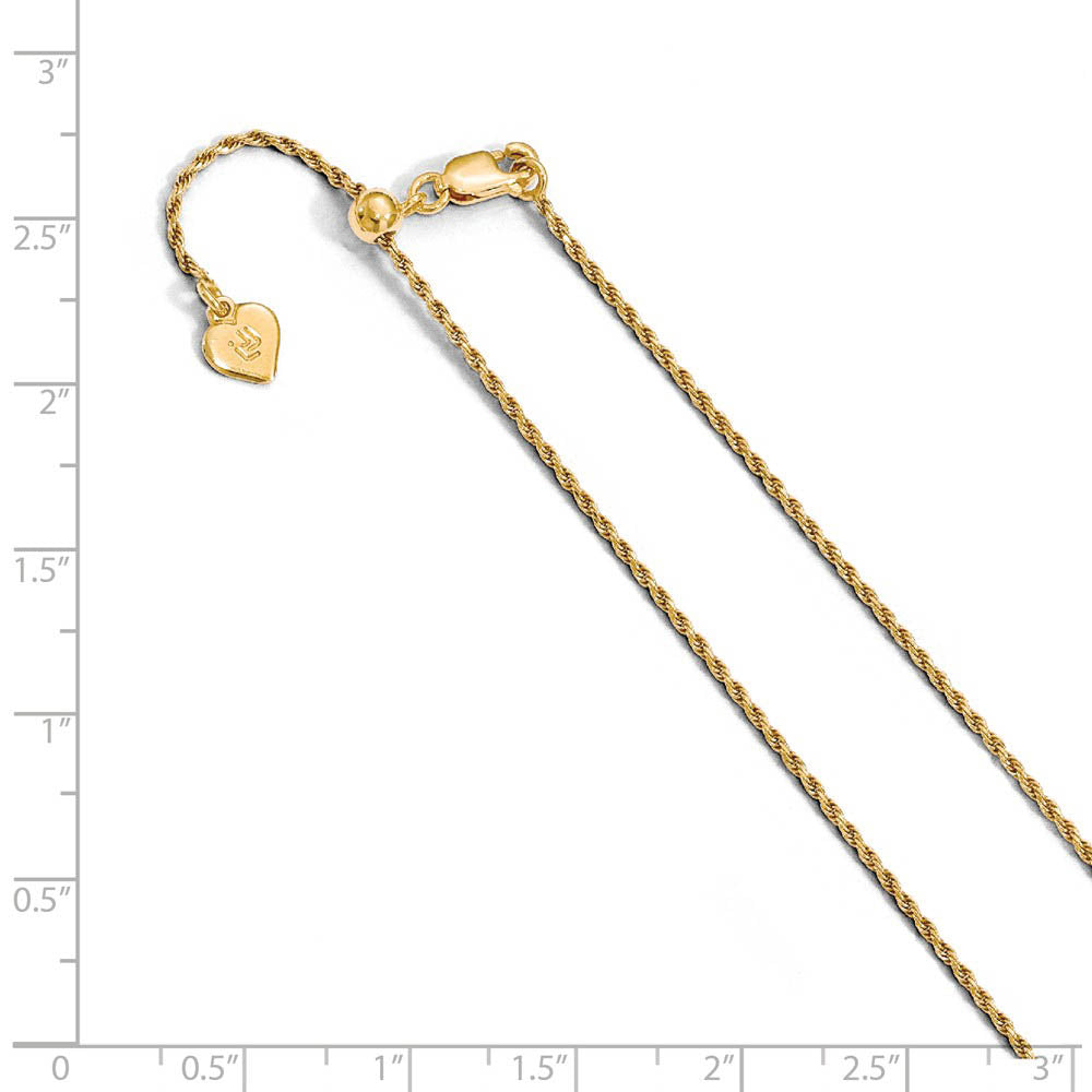 Alternate view of the 1.2mm Gold-Tone Plated Sterling Silver D/C Adj. Rope Chain Necklace by The Black Bow Jewelry Co.
