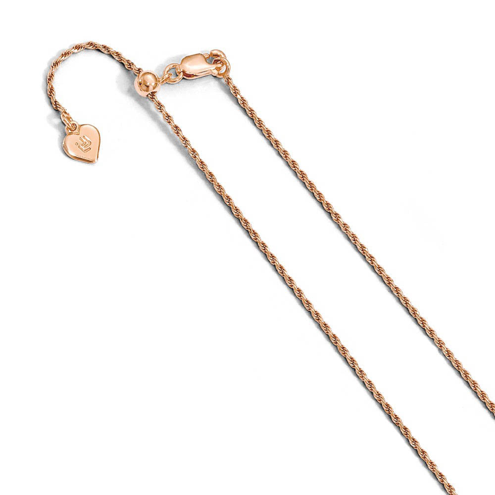 1.2mm Rose Gold-Tone Plated Sterling Silver Adj. Rope Chain Necklace, Item C10367 by The Black Bow Jewelry Co.