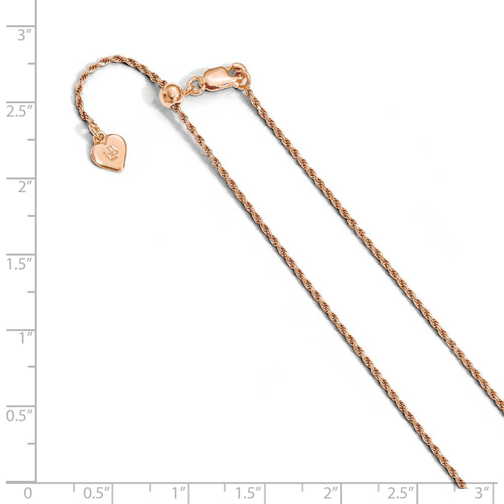 Alternate view of the 1.2mm Rose Gold-Tone Plated Sterling Silver Adj. Rope Chain Necklace by The Black Bow Jewelry Co.