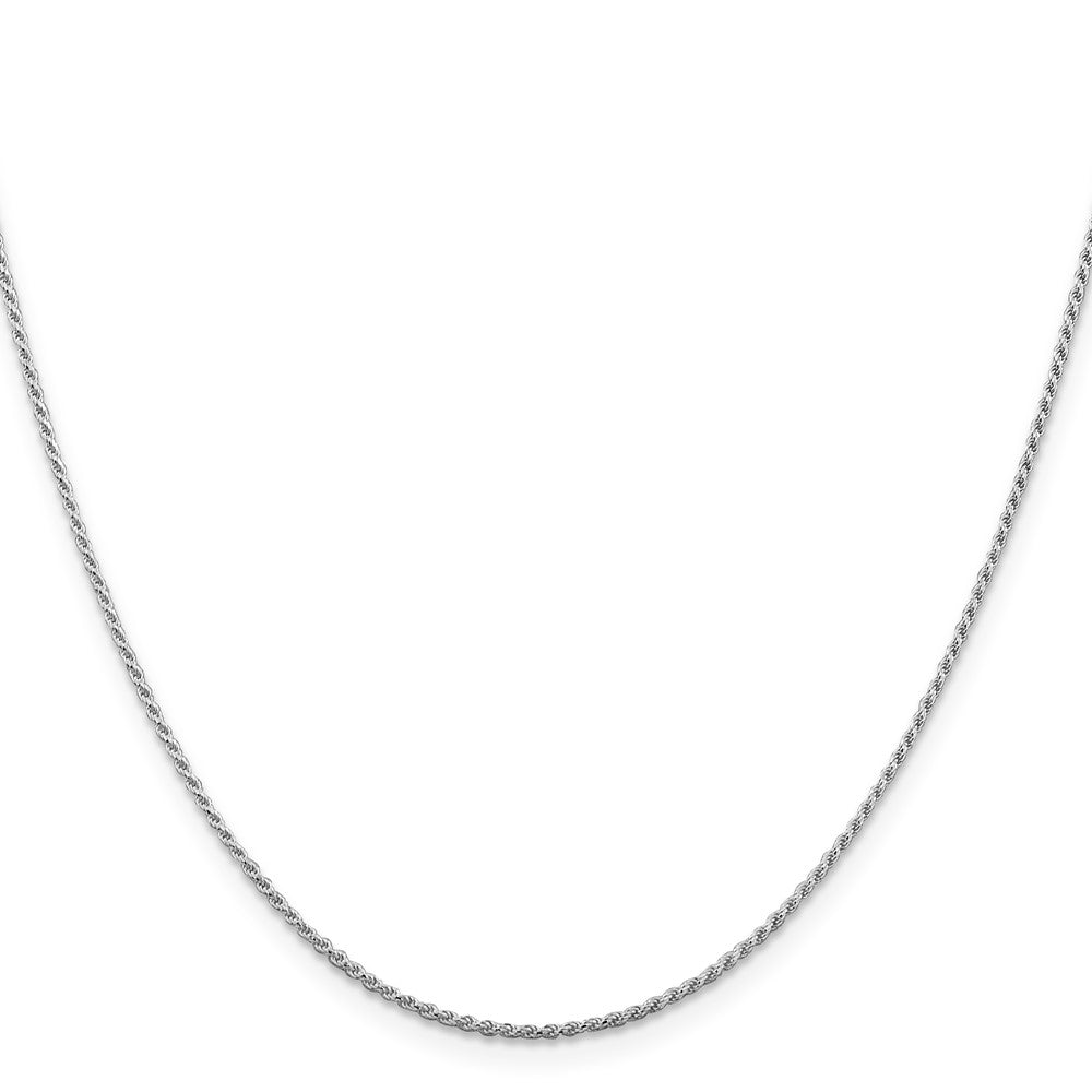 Alternate view of the 1.1mm Rhodium Plated Sterling Silver Solid D/C Rope Chain Necklace by The Black Bow Jewelry Co.