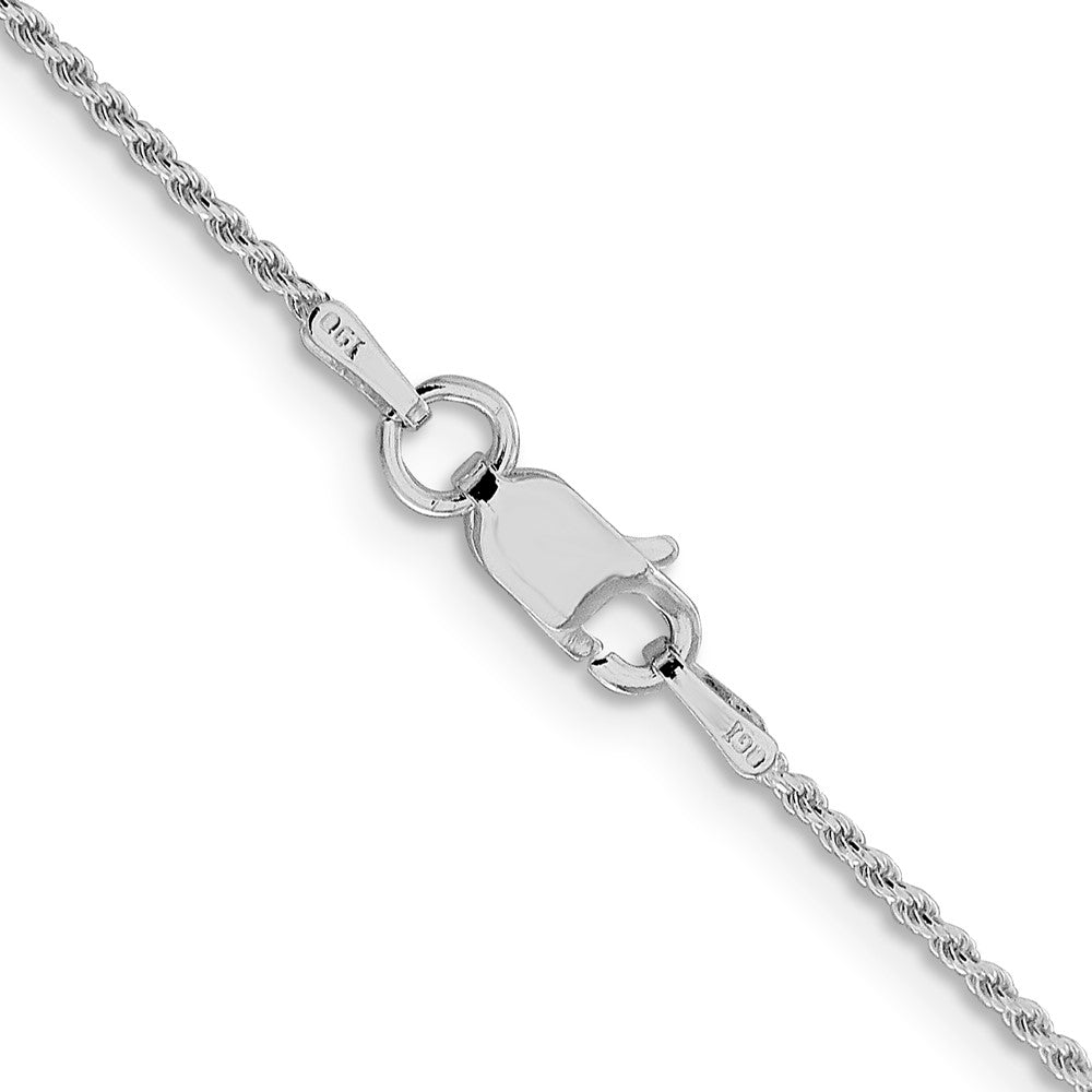 Alternate view of the 1.1mm Rhodium Plated Sterling Silver Solid D/C Rope Chain Necklace by The Black Bow Jewelry Co.