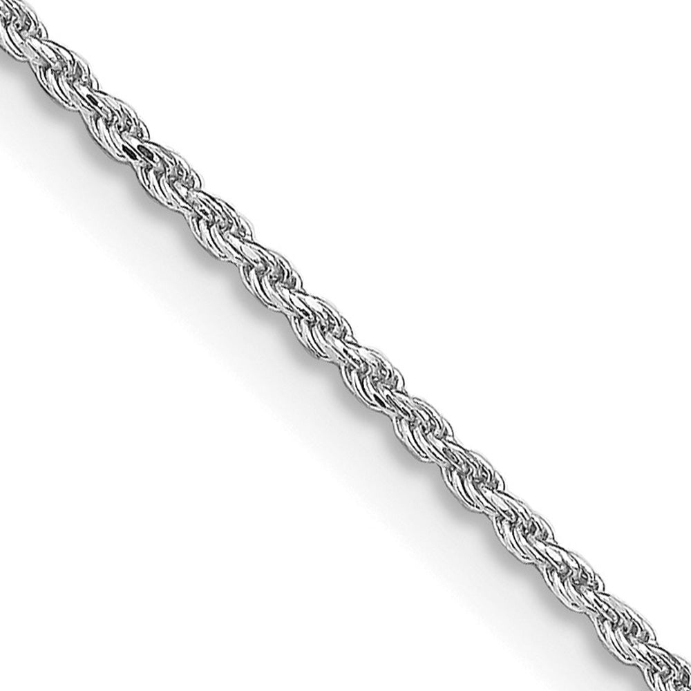 1.1mm Rhodium Plated Sterling Silver Solid D/C Rope Chain Necklace