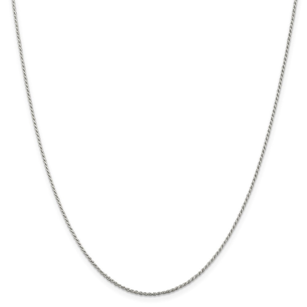 1.1mm Rhodium Plated Sterling Silver Solid D/C Rope Chain Necklace, Item C10369 by The Black Bow Jewelry Co.