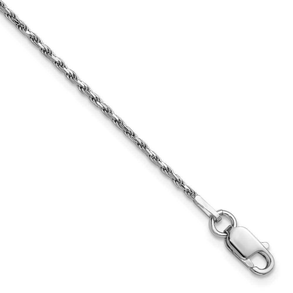 1.5mm Rhodium Plated Sterling Silver Solid D/C Rope Chain Anklet, Item C10370-A by The Black Bow Jewelry Co.