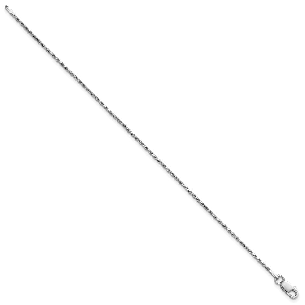 Alternate view of the 1.5mm Rhodium Plated Sterling Silver Solid D/C Rope Chain Anklet by The Black Bow Jewelry Co.