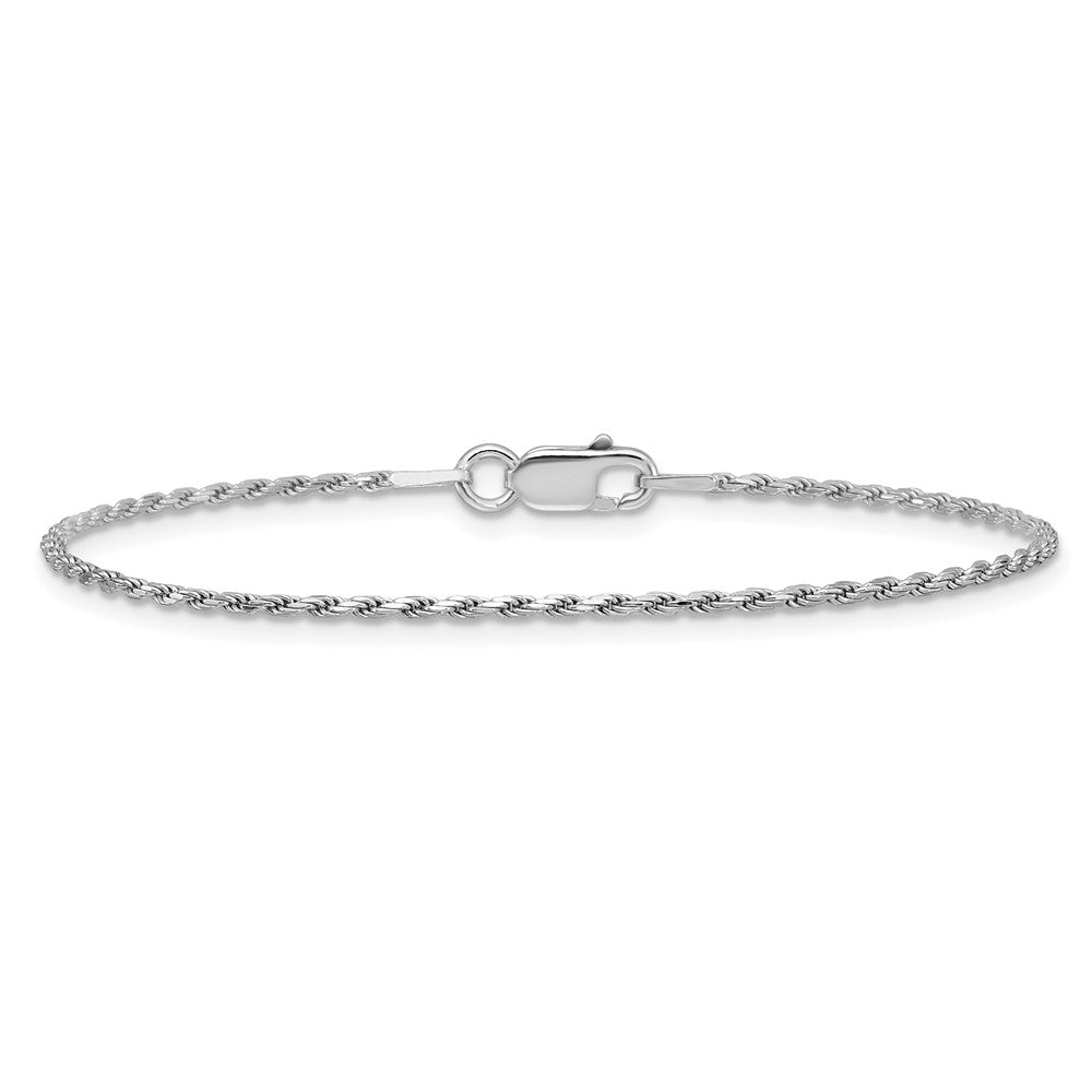 Alternate view of the 1.5mm Rhodium Plated Sterling Silver Solid D/C Rope Chain Anklet by The Black Bow Jewelry Co.