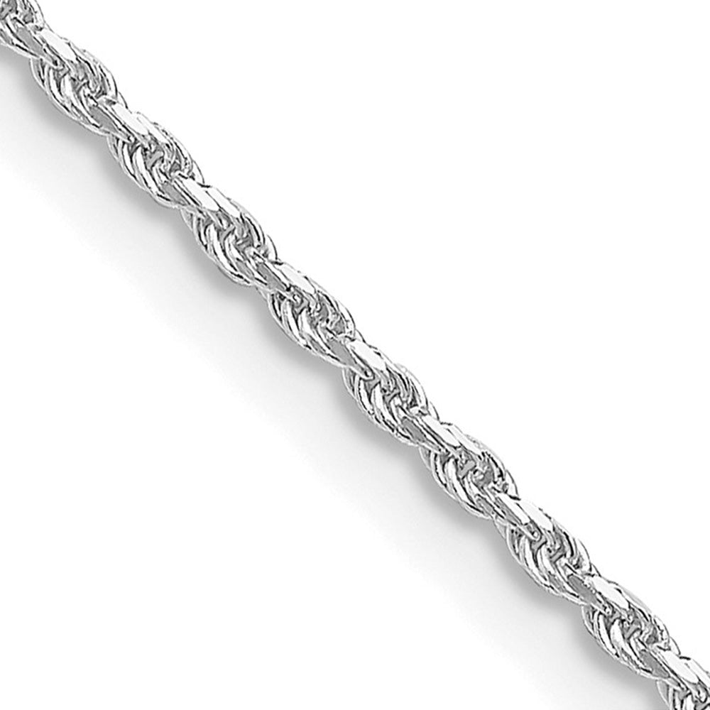 1.5mm Rhodium Plated Sterling Silver Solid D/C Rope Chain Necklace