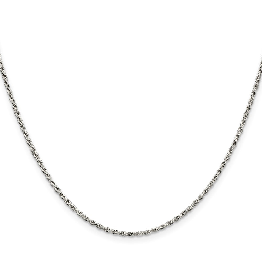 Alternate view of the 1.7mm Rhodium Plated Sterling Silver Solid D/C Rope Chain Necklace by The Black Bow Jewelry Co.